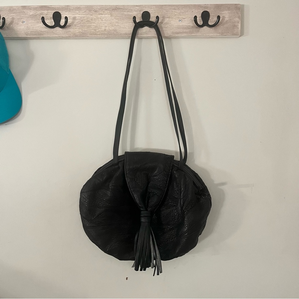 Boho Black Leather Women's Bag